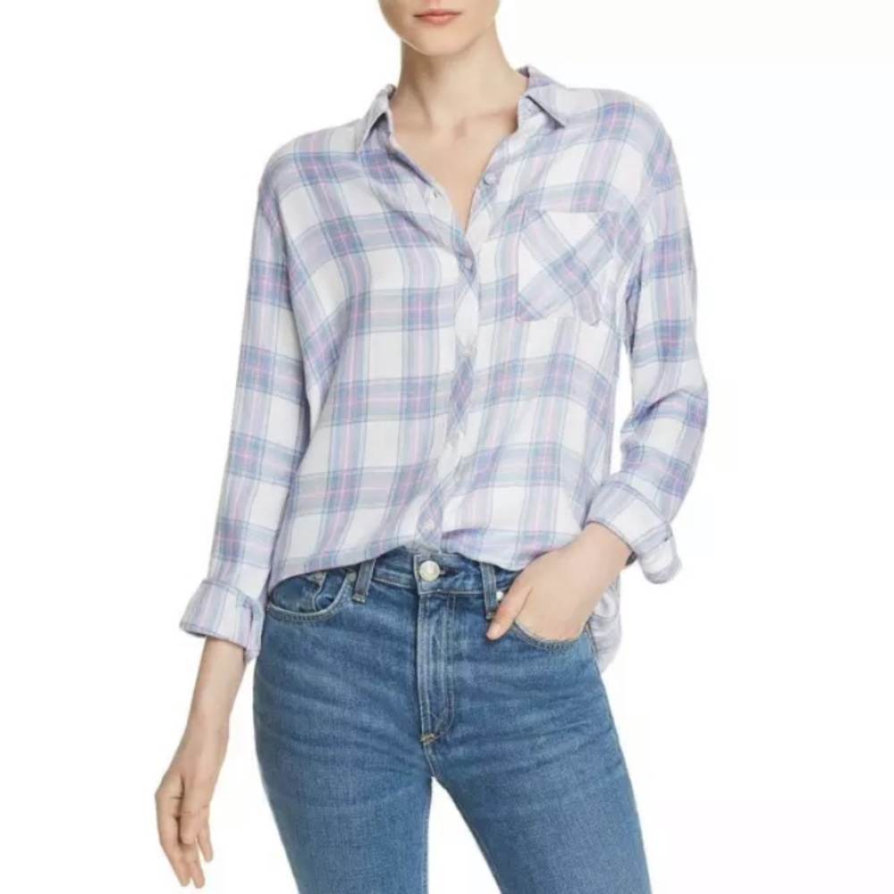 Rails purple pink blue plaid shirt medium NWOT